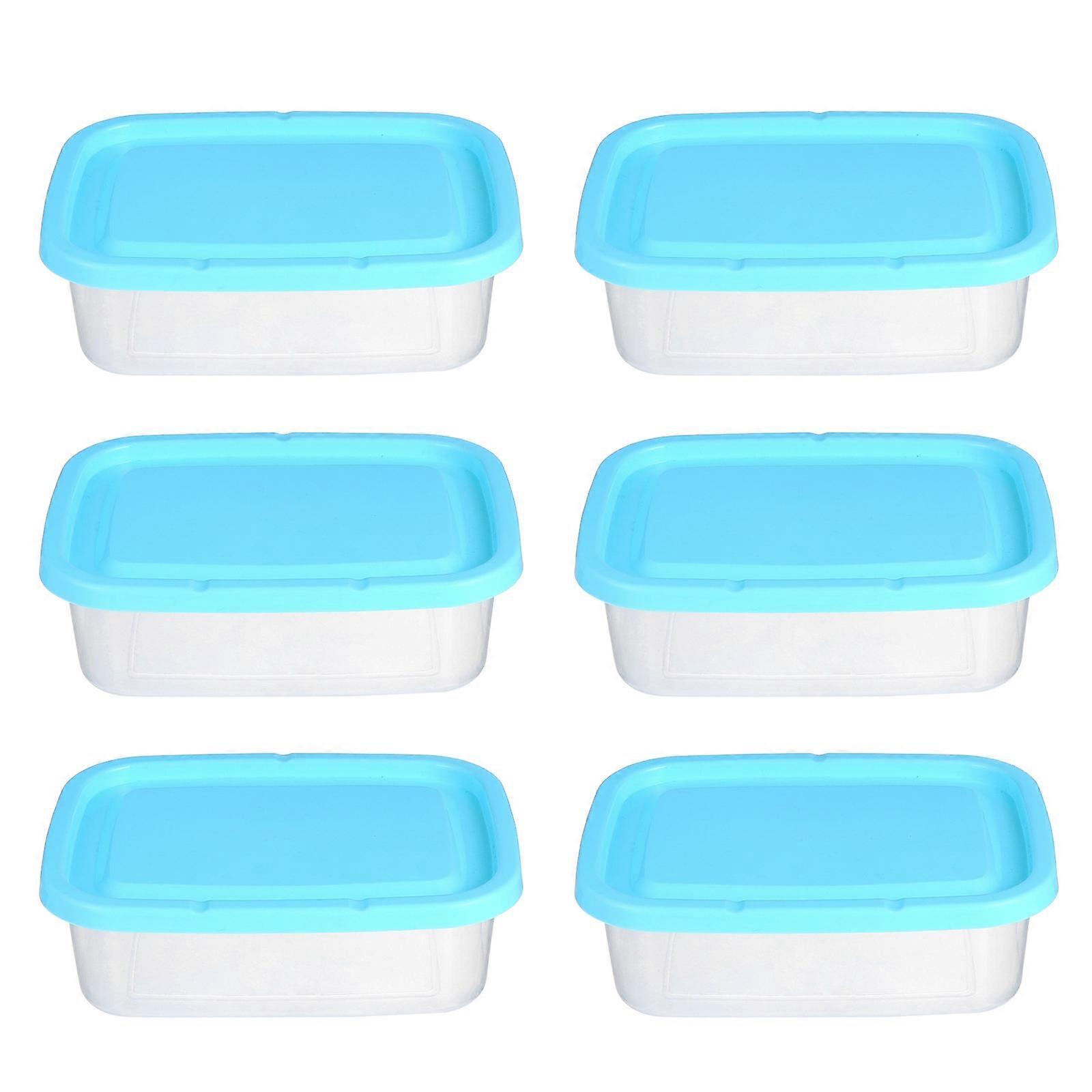 Plastic Container With Lid Storage Boxes For Kitchen Use 600ML Blue Sealing Food Storage 1 Set 6 Pcs