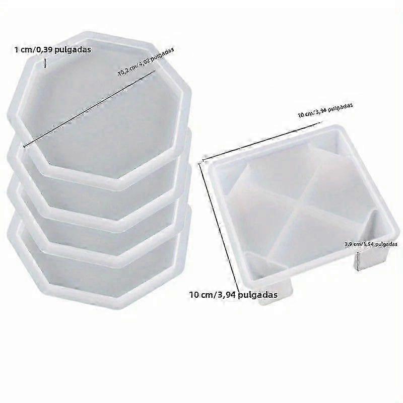 Silicone Coaster Mold Round Square Octagonal Shapes Jewelry Making Tool Epoxy Resin Mold