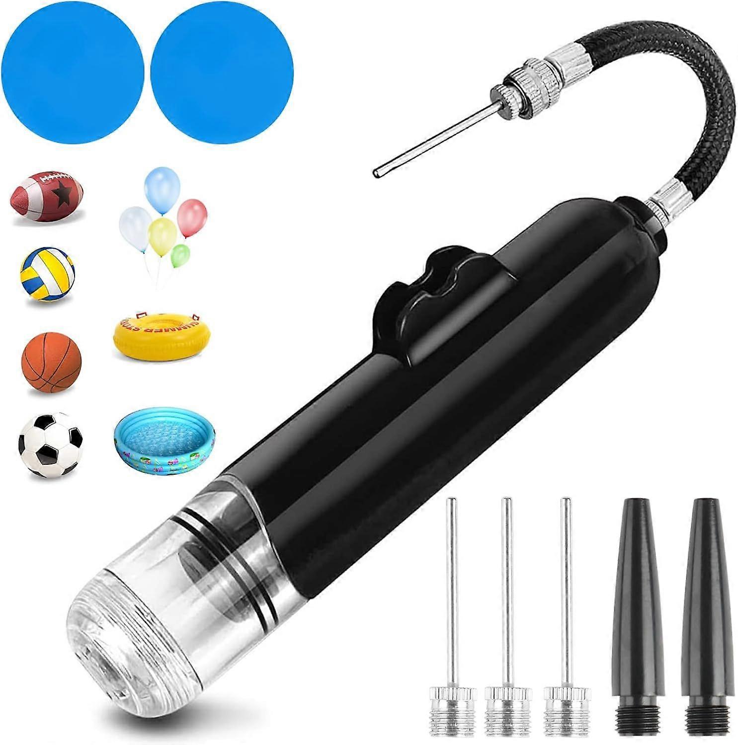 Ball Pump, Ball Inflator with 3 Needles, 2 Nozzles and 2 Waterproof Repair Patches, Ball Inflator for Football, Basketball, Volleyball, Rugby and Pila