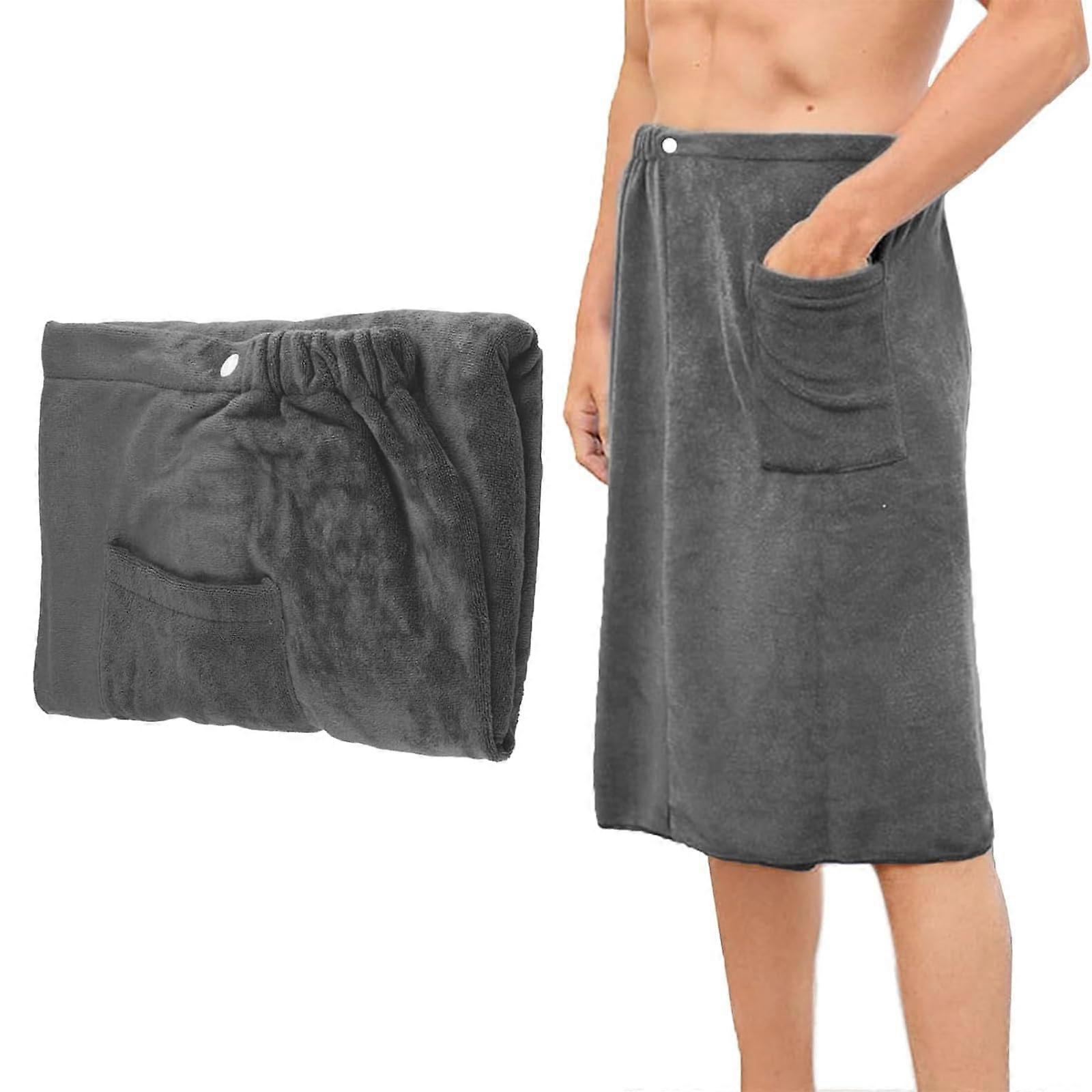 Men's Sauna Kilt, Adjustable Quick-Drying Towel for Sauna, Gym, and Beach, Comfortable Elastic Design, Grey 70x140 cm