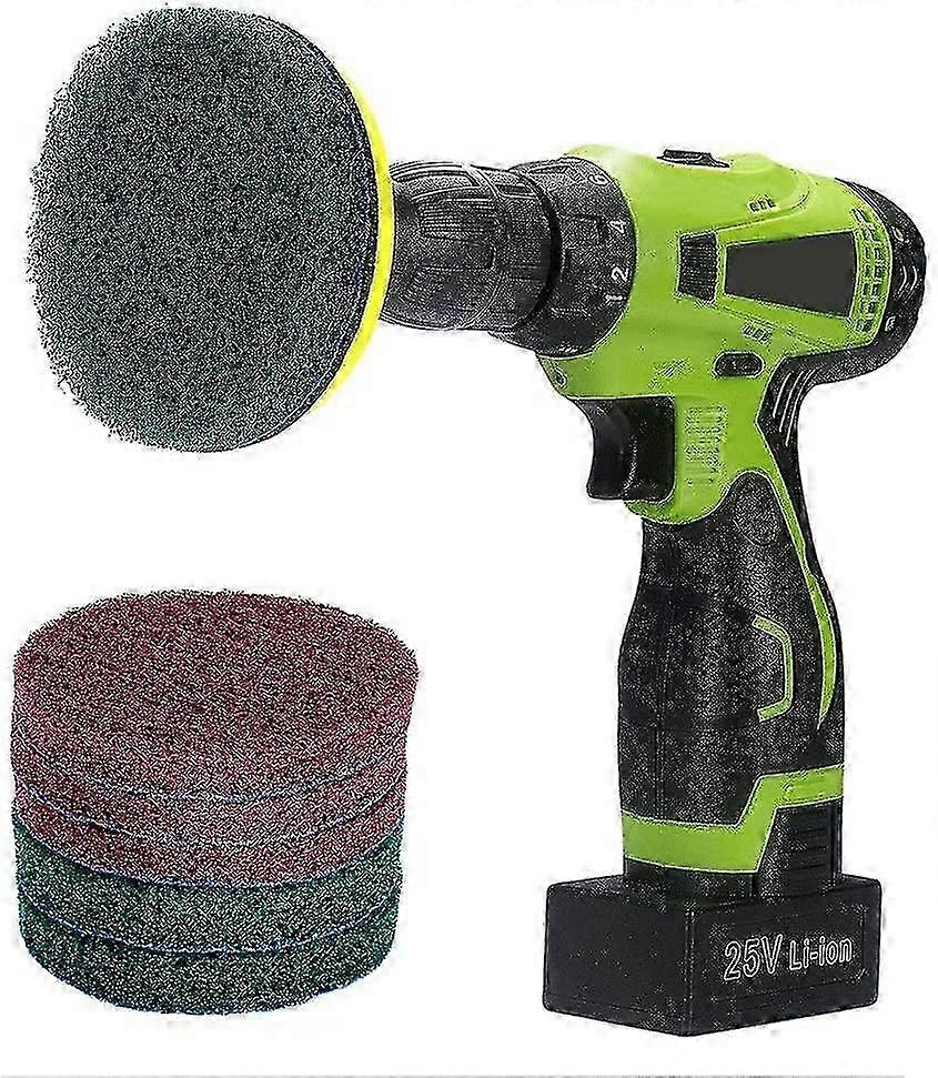 4 Inch Drill Power Scrubber Scouring Pads Cleaning Kit, Includes Drill