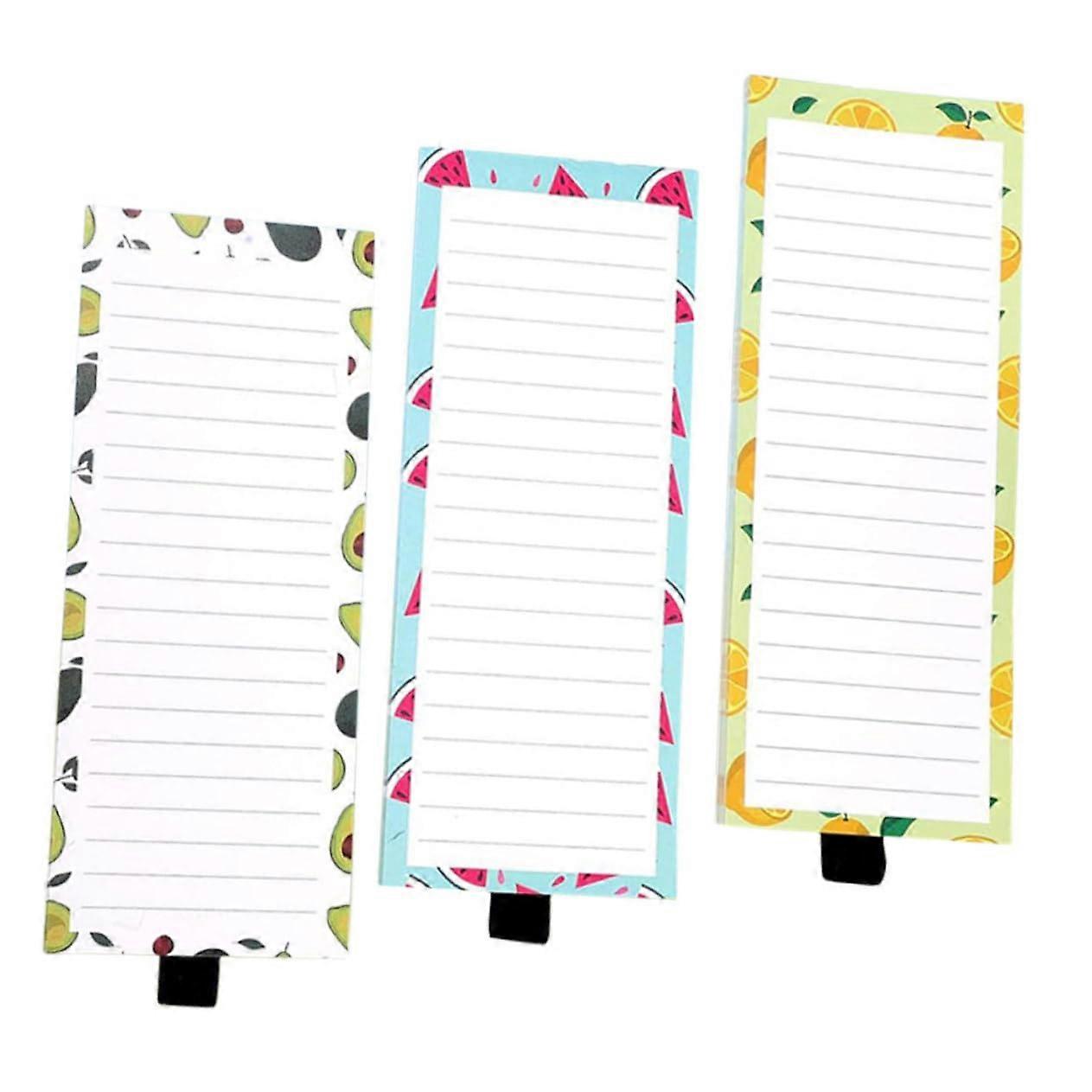 Magnetic Notepad 3-Pack Fridge Shopping List Pad With Full Magnetic Backing Decorative Kitchen Notepad