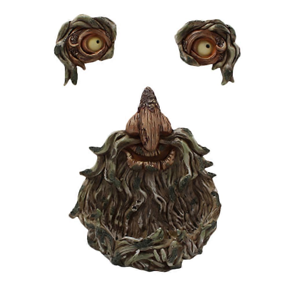 Glowing Resin Tree Face Garden Decor with Fluorescent Eyes – Durable Outdoor Ornament for Courtyard or Yard – Easy to Install Accessory