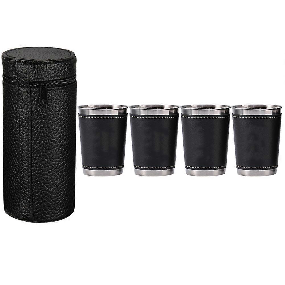 Stainless Steel Reusable Beer Cups Set Stackable Travel Mugs for Camping, Hiking, Picnics & Wine Glasses with Storage Case