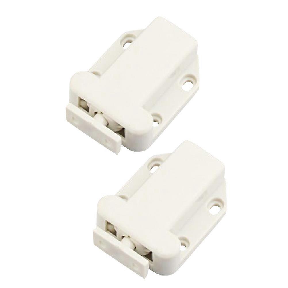 Push Open Cabinet Latches Self-locking Door Catch Rectangular Shape White ABS Material For Cabinets Wardrobes 2Pcs
