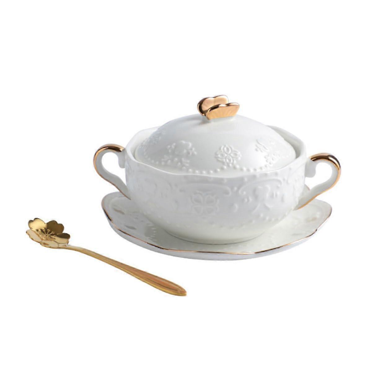 Bird Nest Bowl Ceramic Set, 1 Set, Steam Bowl, Soup Cup, Stew Pot, Kitchenware Tableware