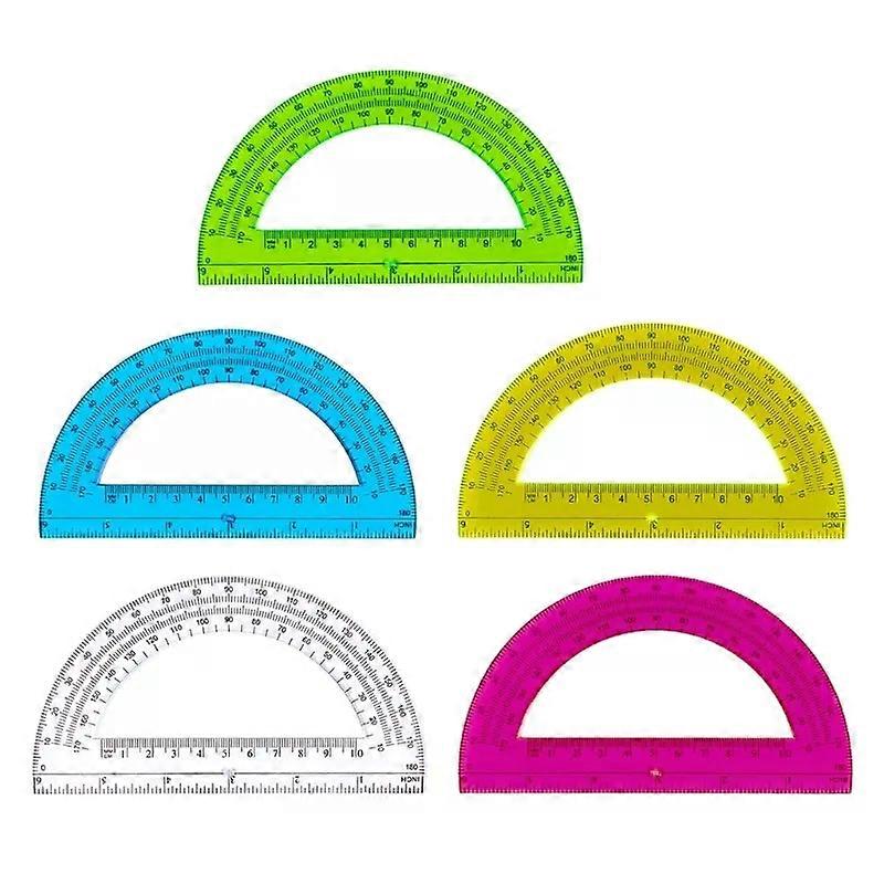 5Pcs Math Protractors 180 Degrees Plastic Protractor 6Inch Protractors for Geometry Drafting Measurement Tool