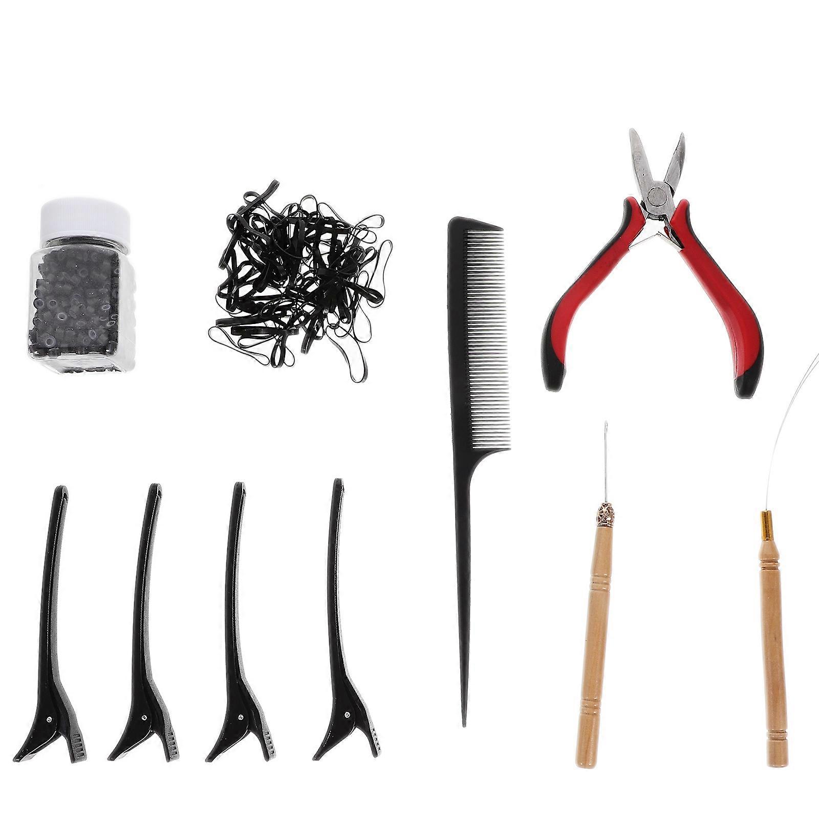 Crochet Hooks For Hair Hair Extension Tool Kit Hair Extensions Beads Kit Silicone Material For Daily Dressing Up 1Set