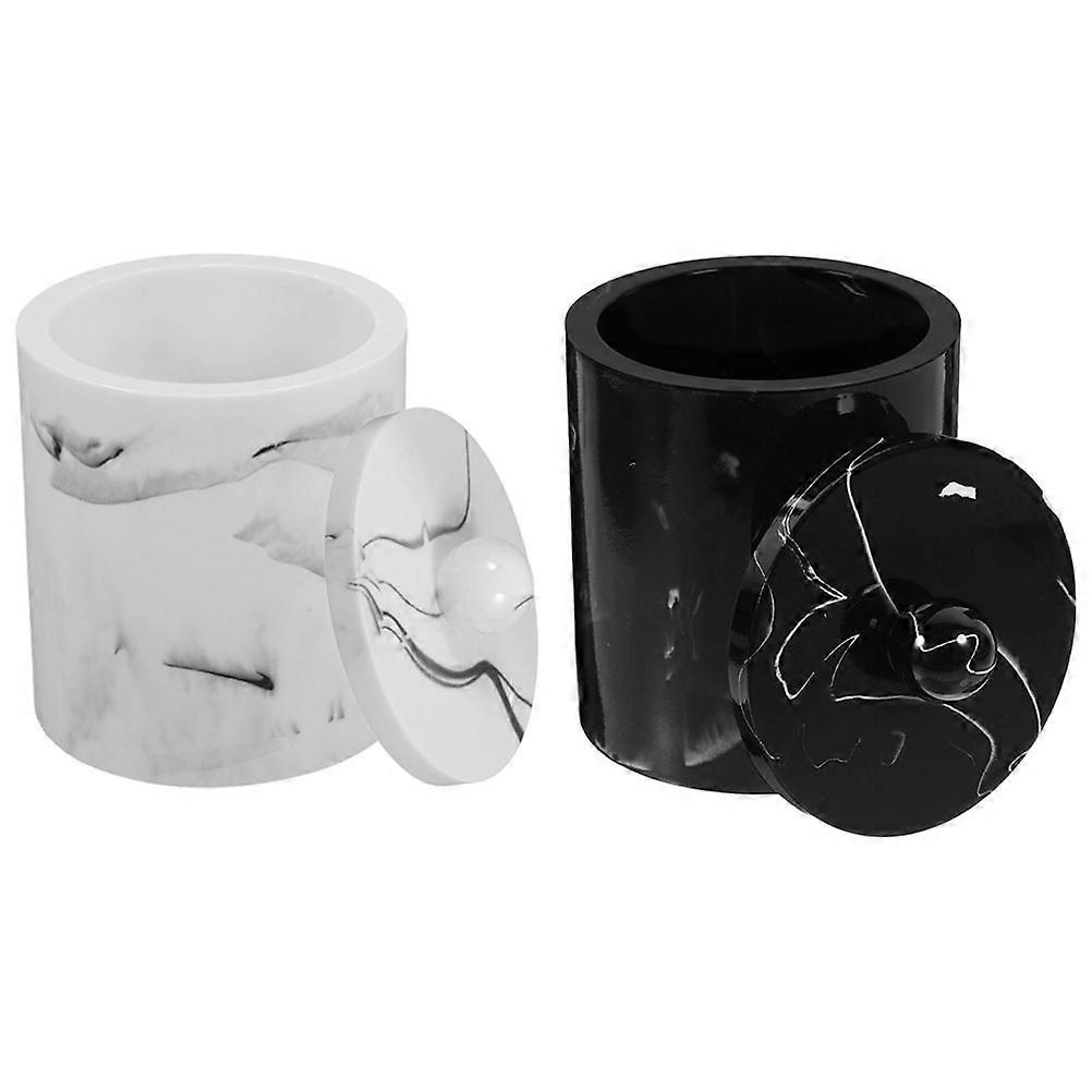 Tooth Pick Holder Dispenser Marble Pattern Storage For Home Use 2Pcs