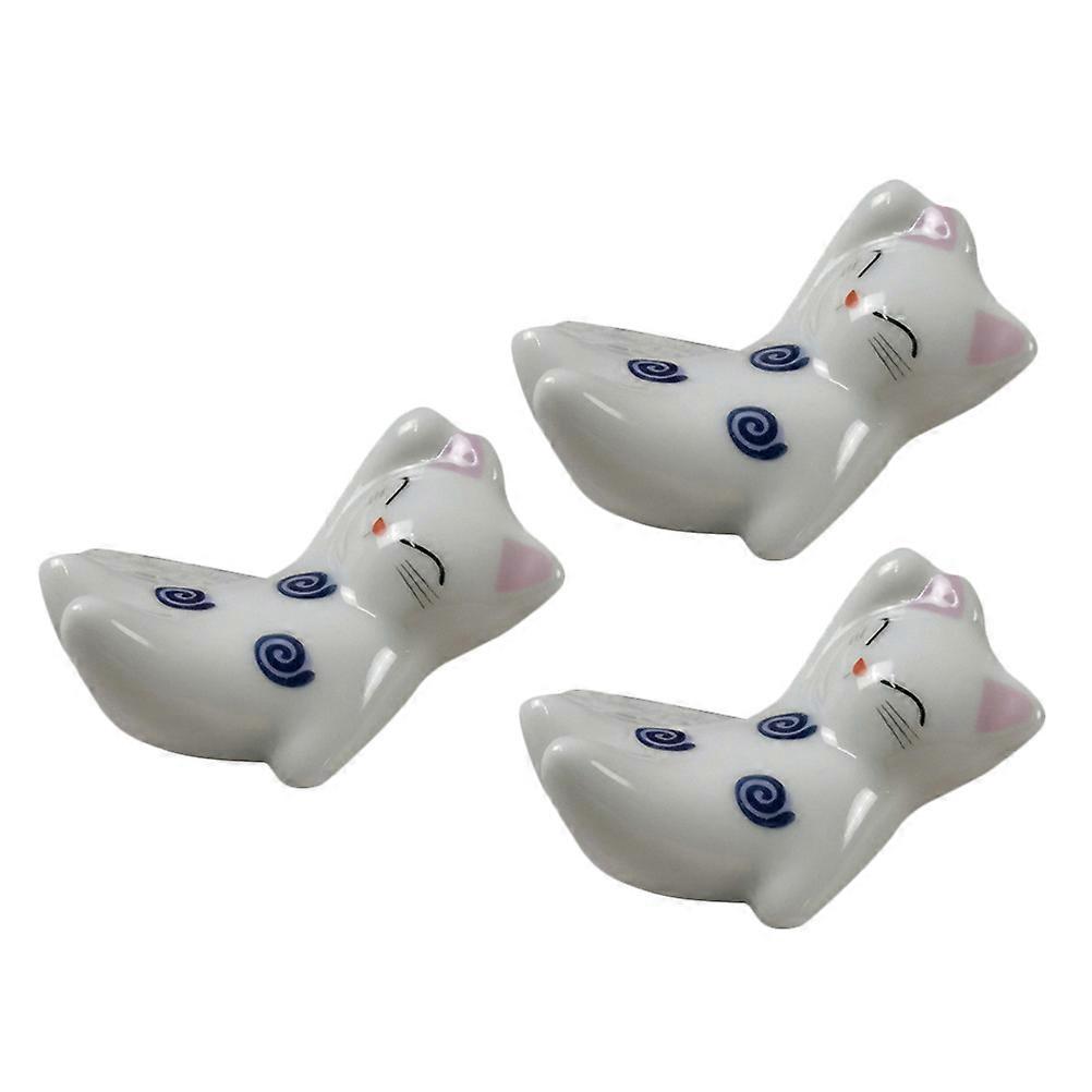Table Chopstick Rest Ceramic Material Cat Shape Keep Tableware Clean Celebration 3Pack