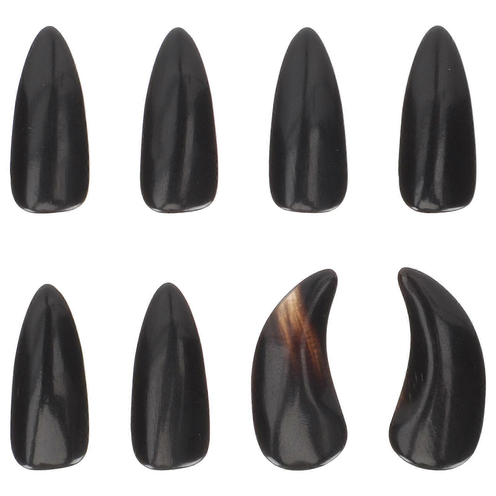 8pcs Natural Horn Guzheng Nails for Beginners & Professionals – Lightweight, Wear Resistant Finger Picks with Groove Design for Enhanced Sound