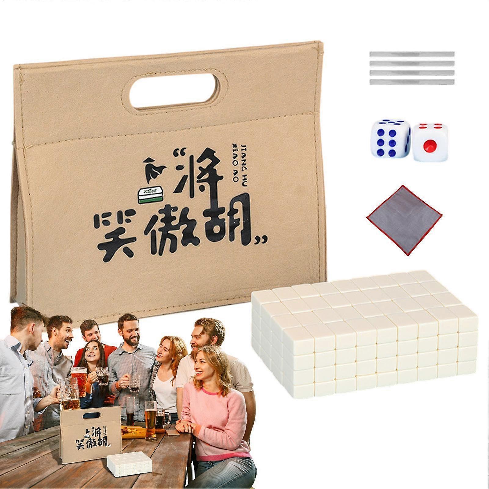 Portable Travel Mahjong Set with Tablecloth and Tile Ruler Ref: 8520