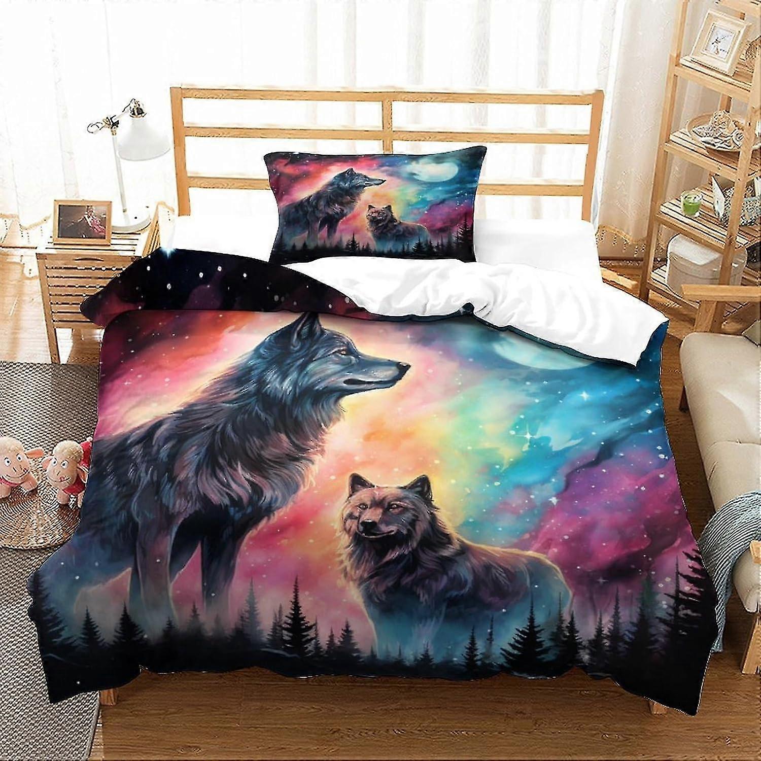 Galaxy Bedding Set for Kids with Full Moon Print - 2Pcs Quilt Cover for Boys and Girls
