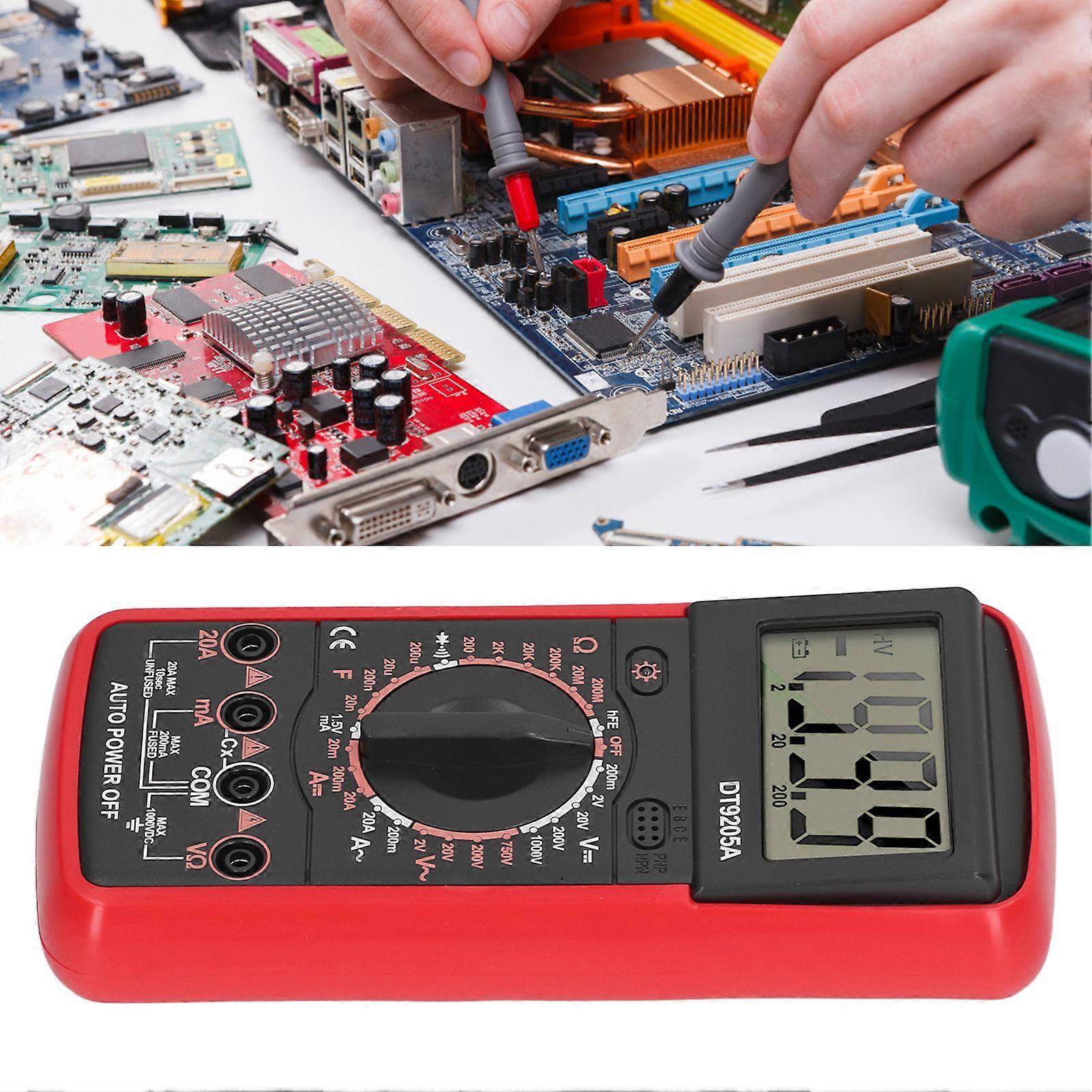Smart Digital Multimeter LCD Display Multifunctional Circuit Detection Meter for Household Red 
