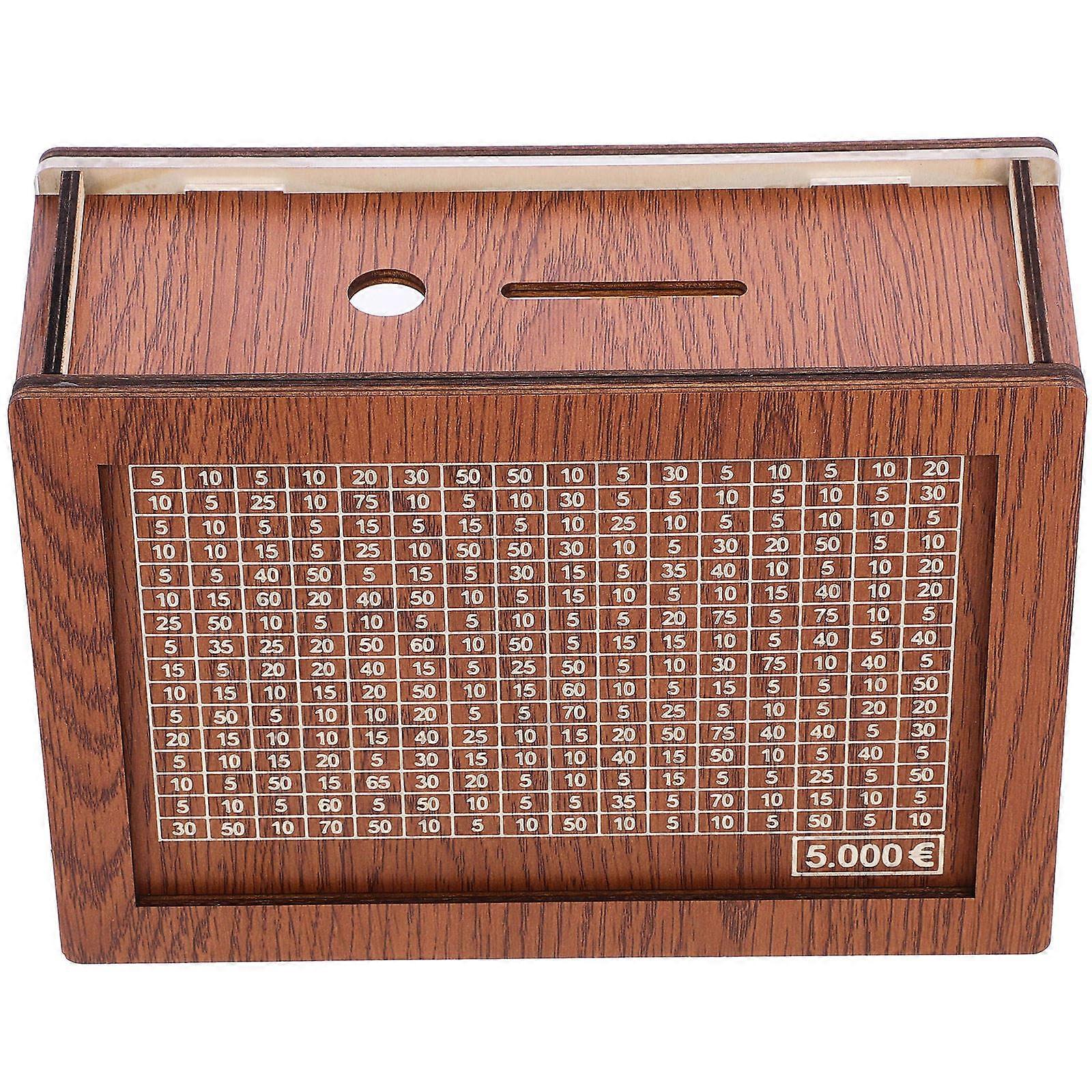 Retro Style Wooden Saving Box Coin Storage For Home Use Large Capacity Light Brown 7.9×5.7×3in 1Pack