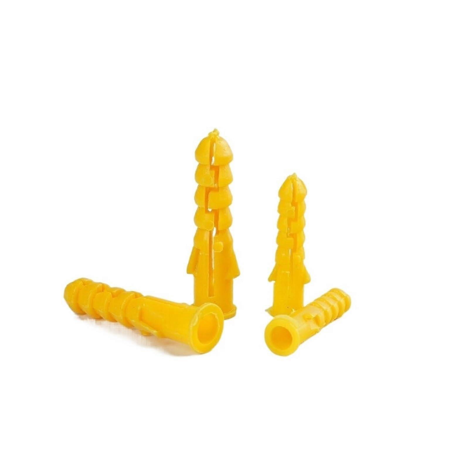 M6 M8 Ribbed Plastic Anchor Wall Plug 100/200 Pieces for Self-Tapping Screws, M8X40MM Size, Durable Expansion Pipe
