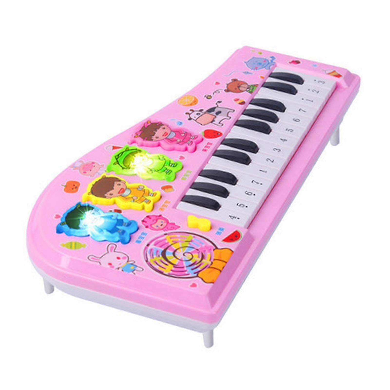 Kids Piano Toy Keyboard Cartoon Multi Function Electronic Instrument for Beginners in Pink