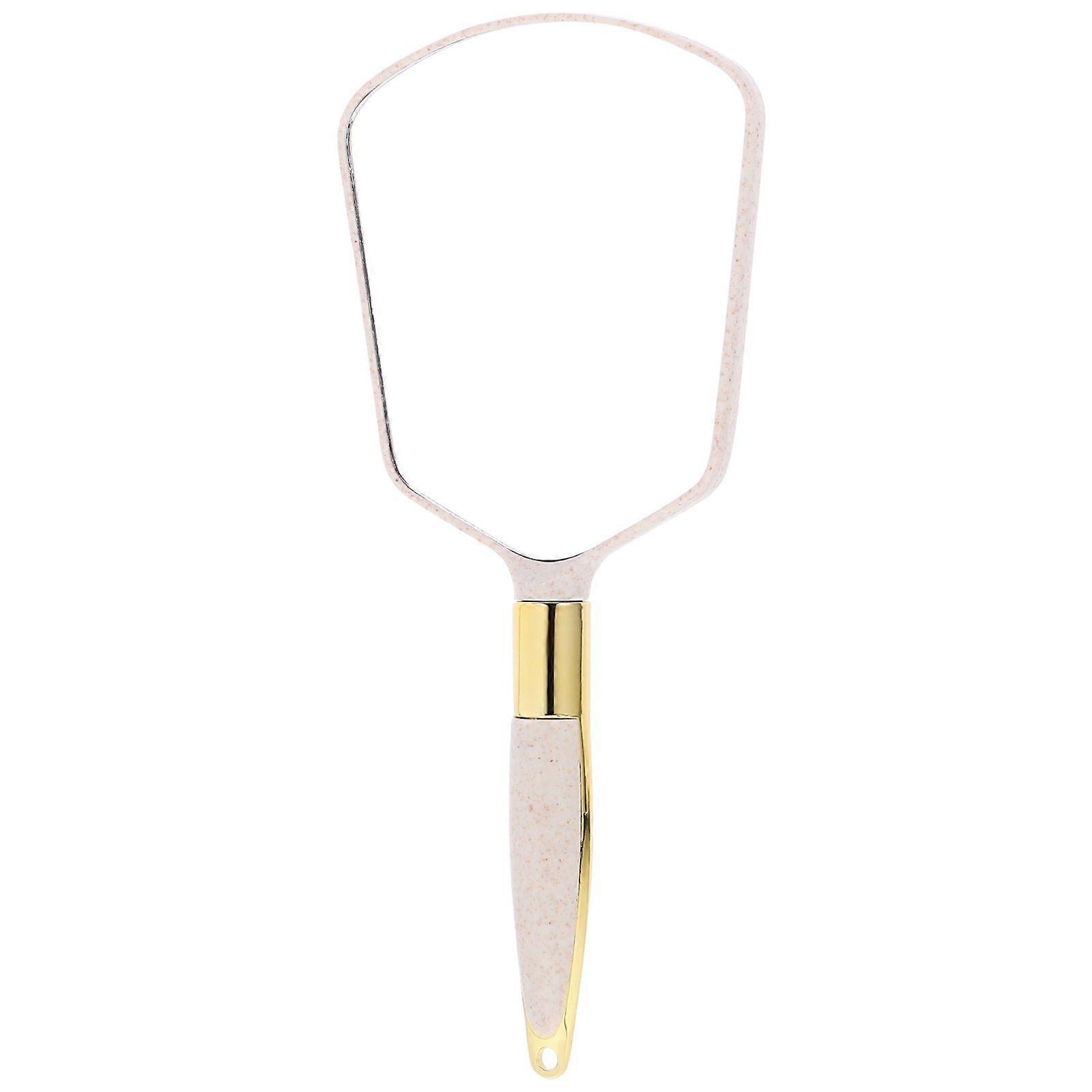 Handle Cosmetic Mirror Square Simple Durable Clear Fashionable Mirror for Home Store (Beige)