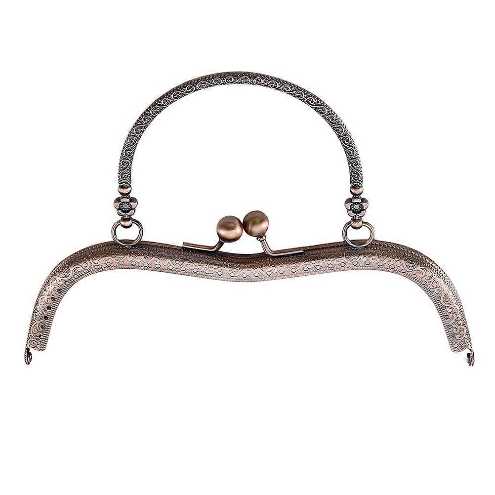 Golden Alloy Purse Frame with Vintage Engraving and Smooth Beads for Bag Making Accessories 19cm