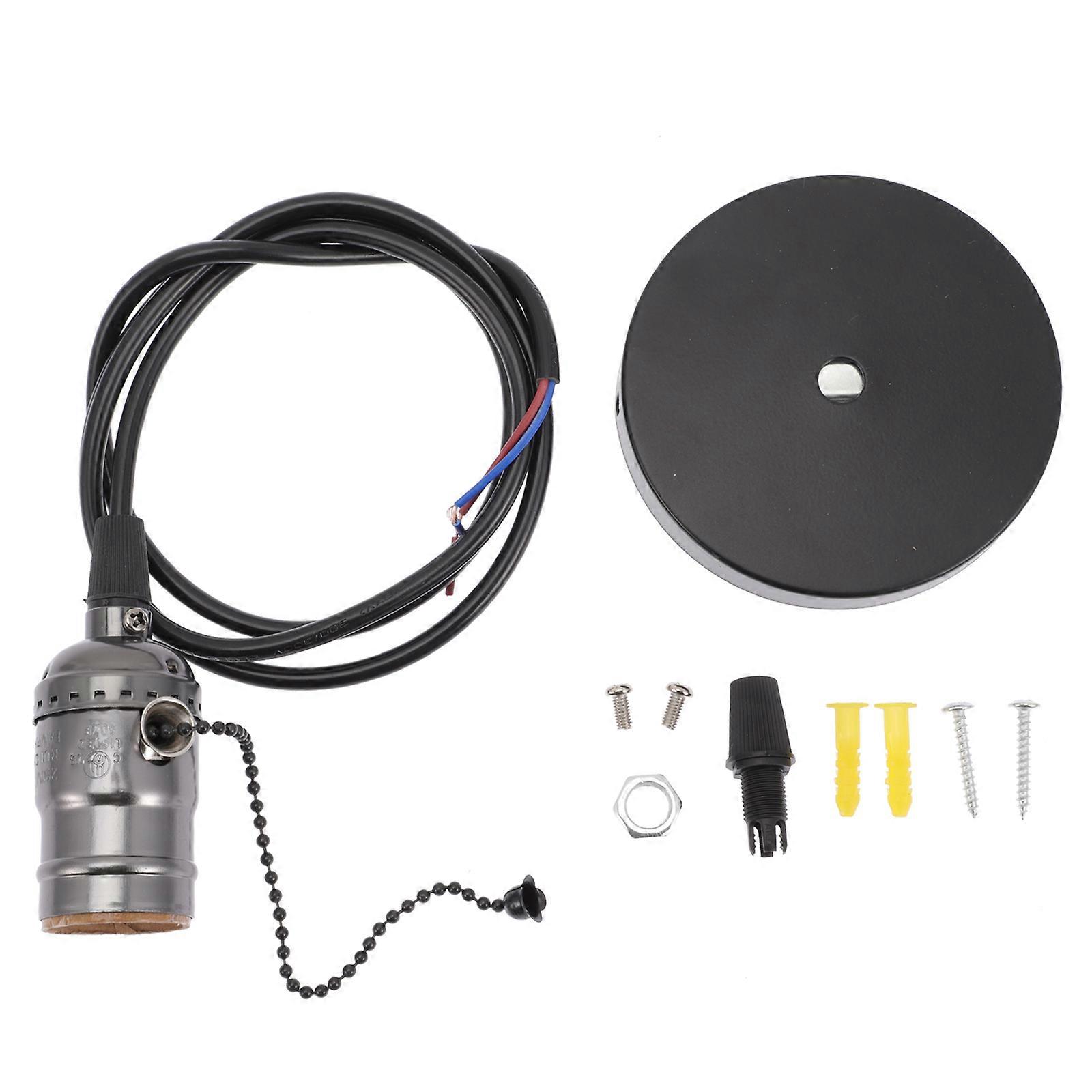 Vintage Edison Socket Iron Pendant Light 1 Set Cable E27 Light Fitting with