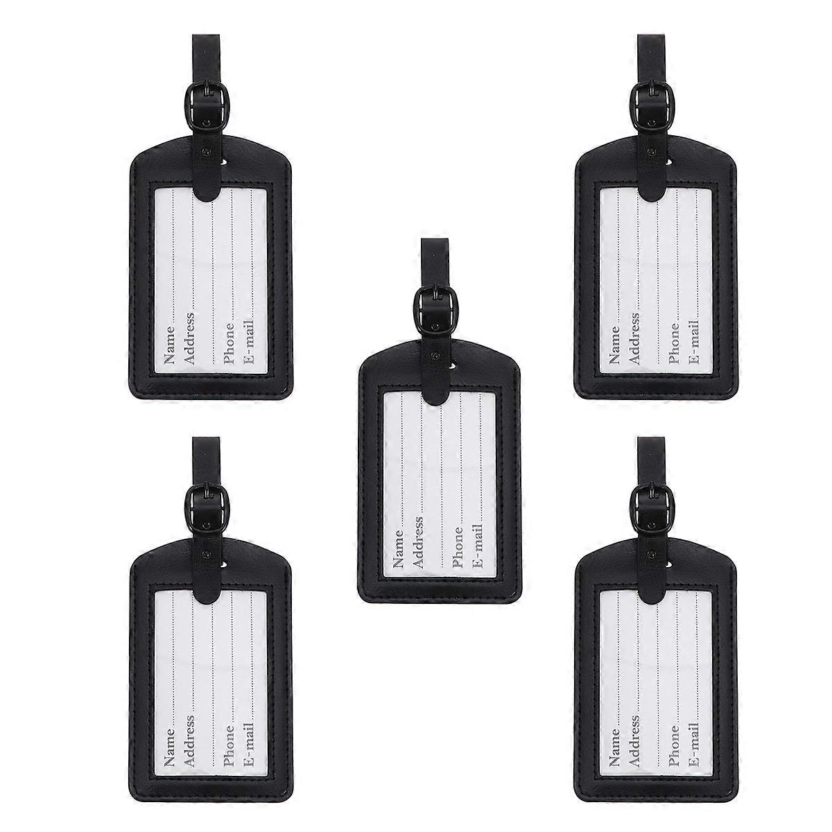 5pcs Creative PU Luggage Tag Simple Boarding Pass Labels Black