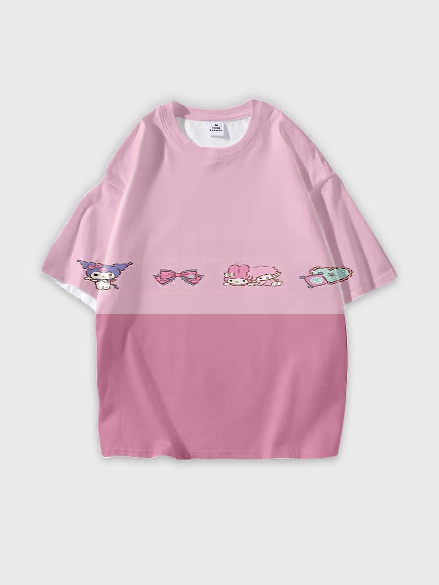 T-shirt round neck Cartoon Pattern loose short sleeve B43