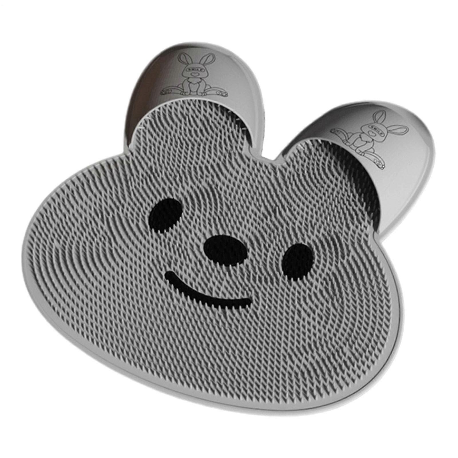 Silicone Scrubber Pad Design Cabbitti Non Slip For Back And Foot Cleaning Suction Mat For Home Body Wash Spa Gray