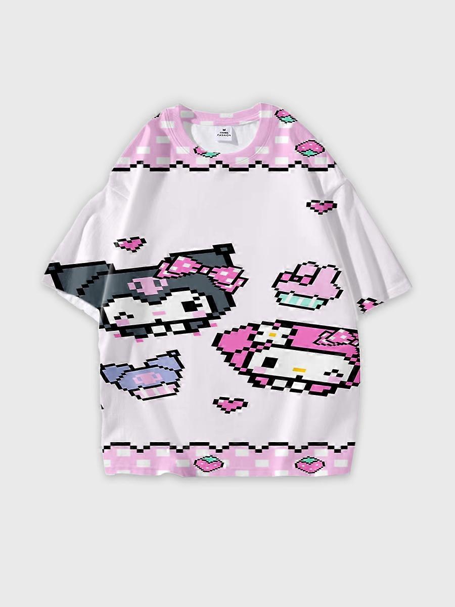 T-shirt round neck Cartoon Pattern loose short sleeve E1530