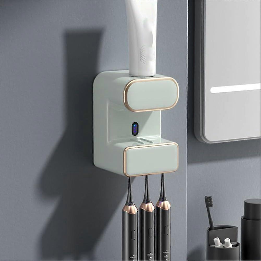 Electric Toothpaste Dispenser Hygienic Toothpaste Squeezer Toothbrush Holder Keep Bathroom Tidy (Green) Green