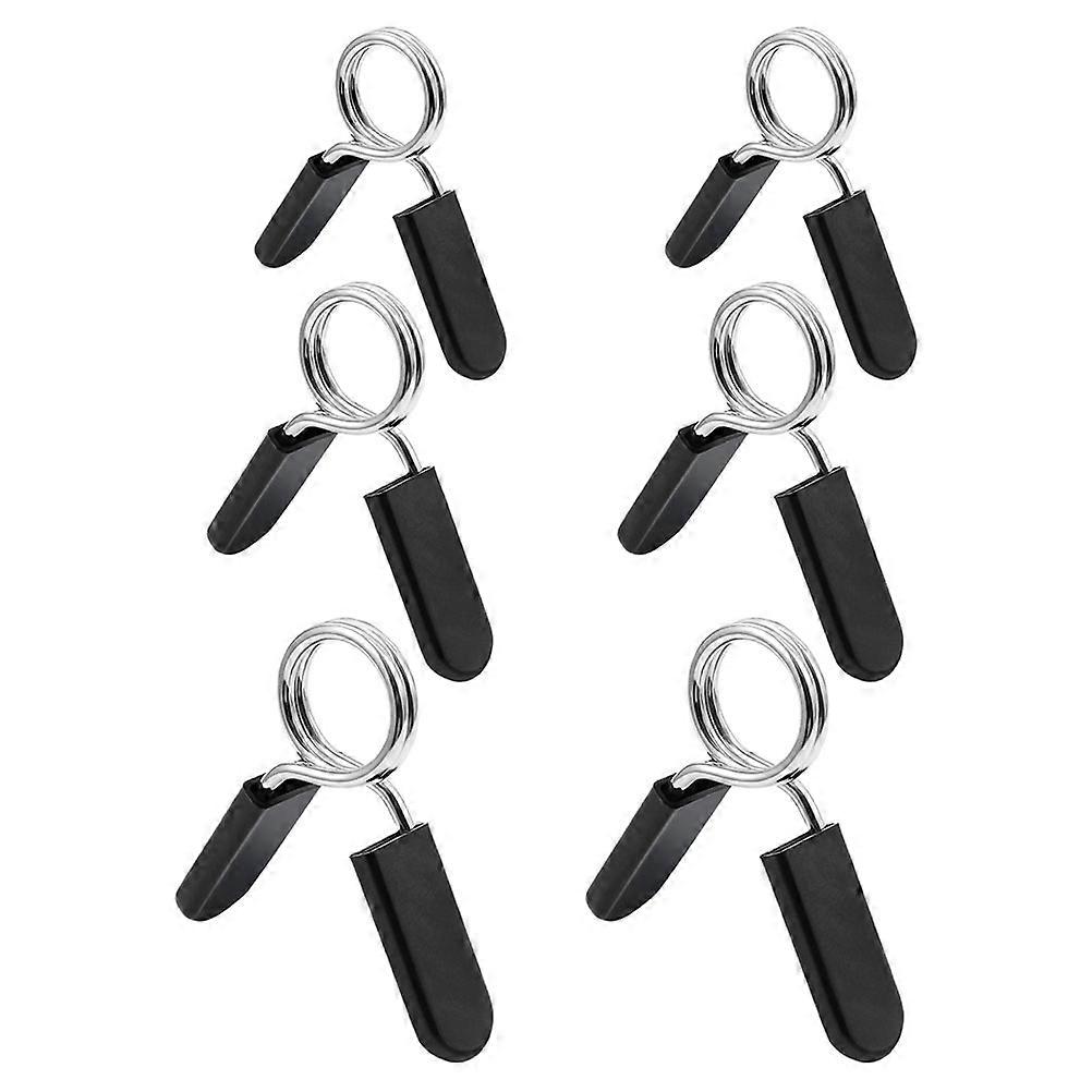 Barbell Spring Clip For Weight Lifting 6 Pcs Sturdy Locking Clamps Suitable For Dumbbell Handles In Sports Workouts Black Finish