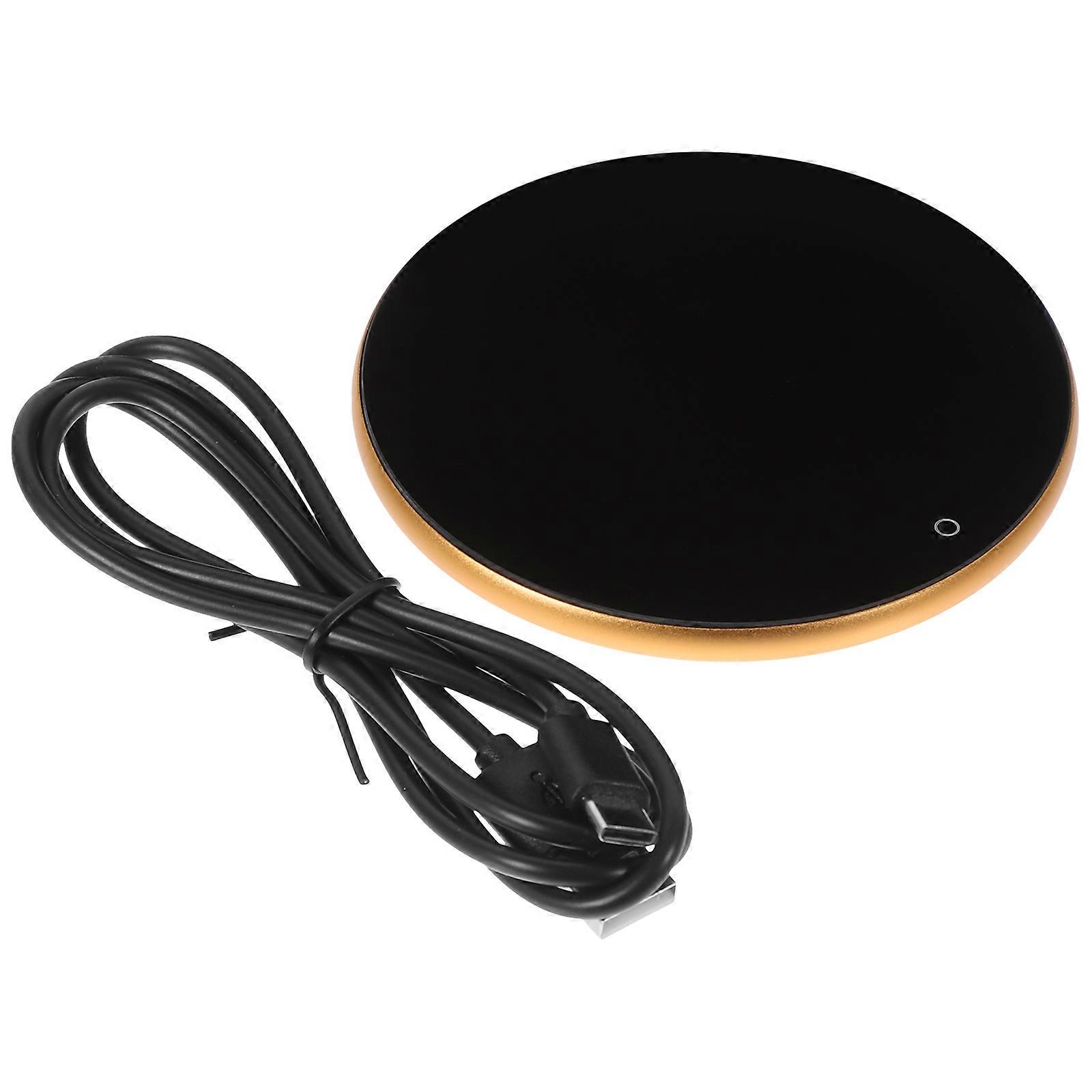 Silver Coffee Mug Warmer Mat with Large Surface for Even Heating and Nonslip Design for Home Use