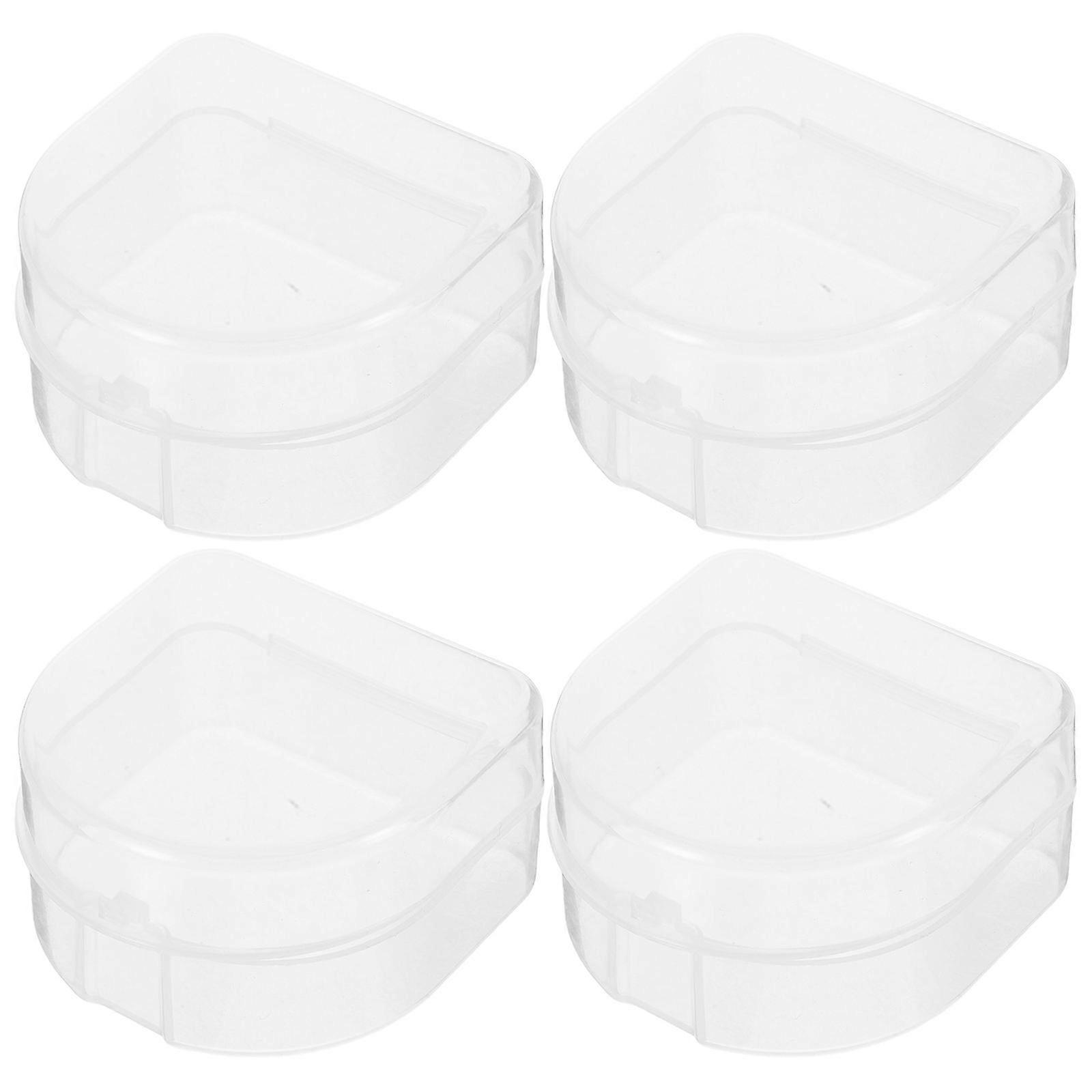 Transparent Dentures Cleaning Box for Home Use Portable PP Material Multifunctional Storage Solution 4pcs