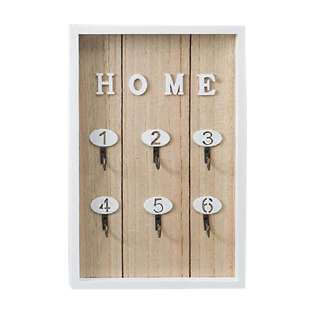 Khaki MDF Wall Mounted Key Holder with Steel Hooks for Home Decor and Organization 4155767