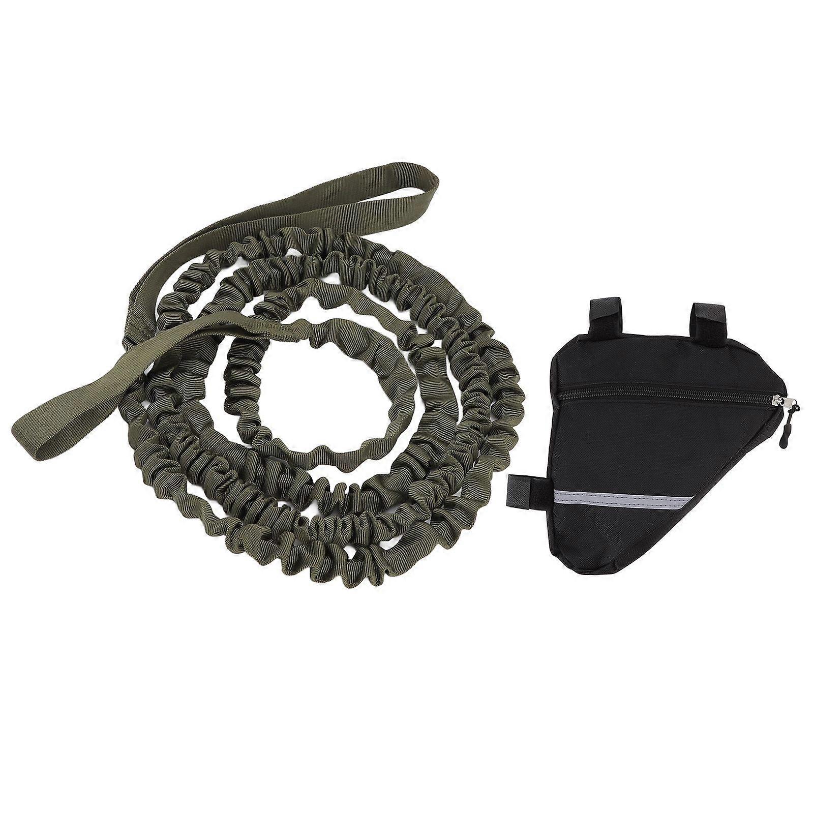 Bike Tow Bar Nylon Material Stretchable Design Natural Length 2.7m Portable Bike Towing Rope for Running Walking Green