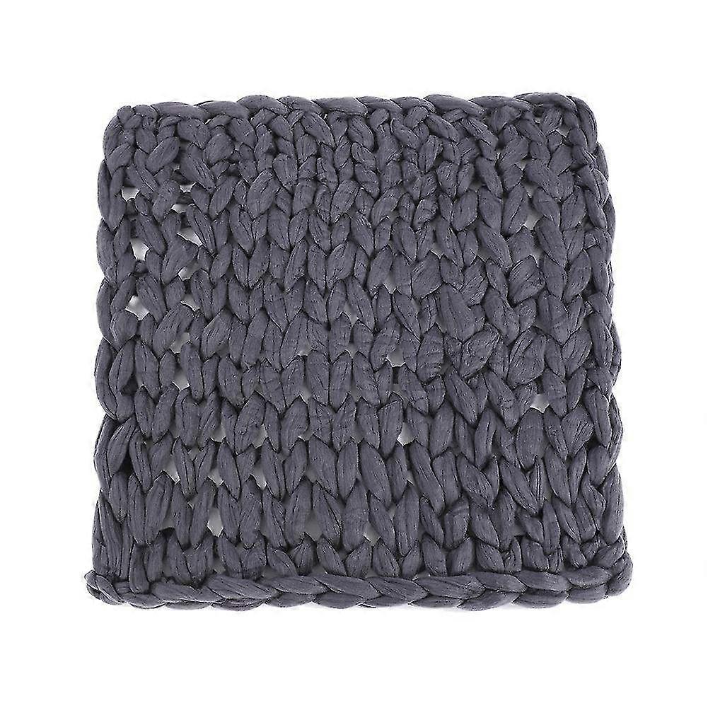 Thick Knitted Plush Sofa Blanket - Super Soft, Warm & Bulky Throw in Grey, Extra Large 60 x 60 cm (23.6 x 23.6 inches)