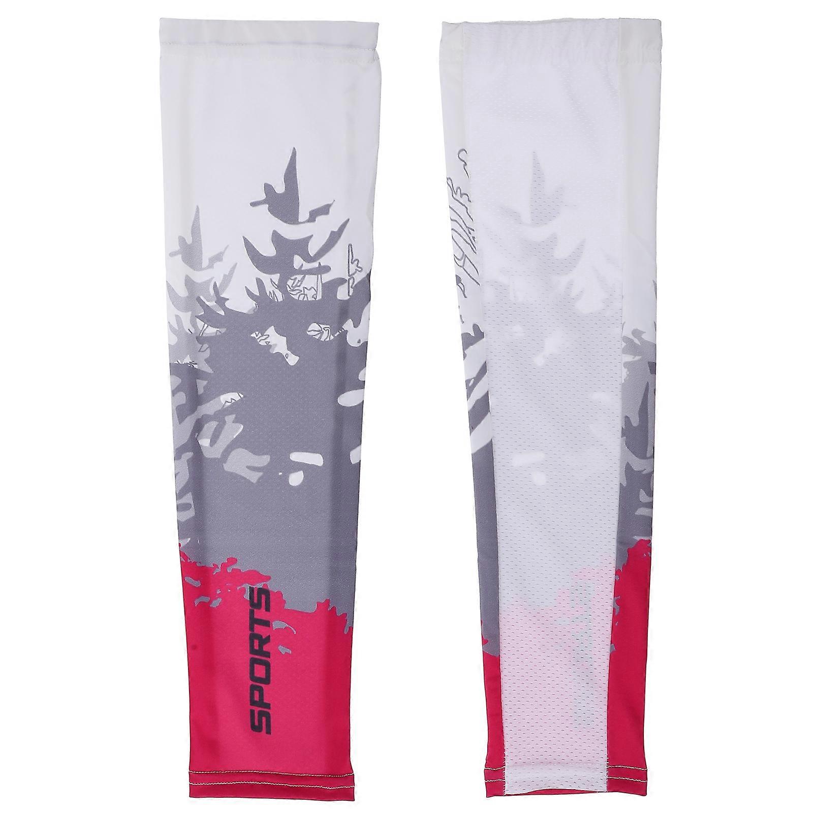 Red Cooling Arm Coverings For Outdoor Protection Hiking Running Activities 1 Pair
