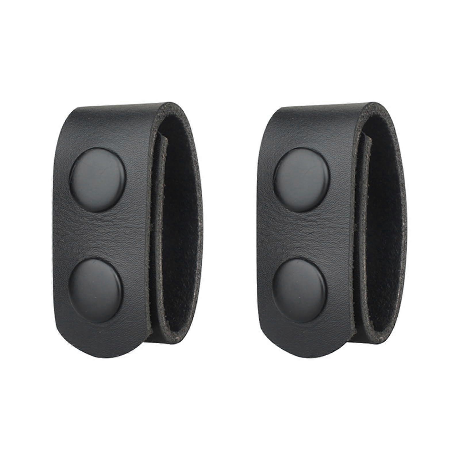 Belt Keeper with Double Snap Buttons, 2/4 Pieces Security Belt Holder, Belt Loop, Suitable for Camping, Hiking, Outdoor Adventures (Black)