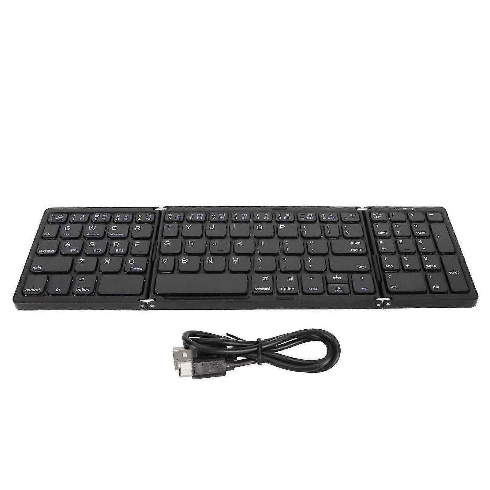 Tri-Fold Bluetooth Keyboard - Wireless Multi-Device Connection for Laptops, Tablets & Phones in Sleek Black Design