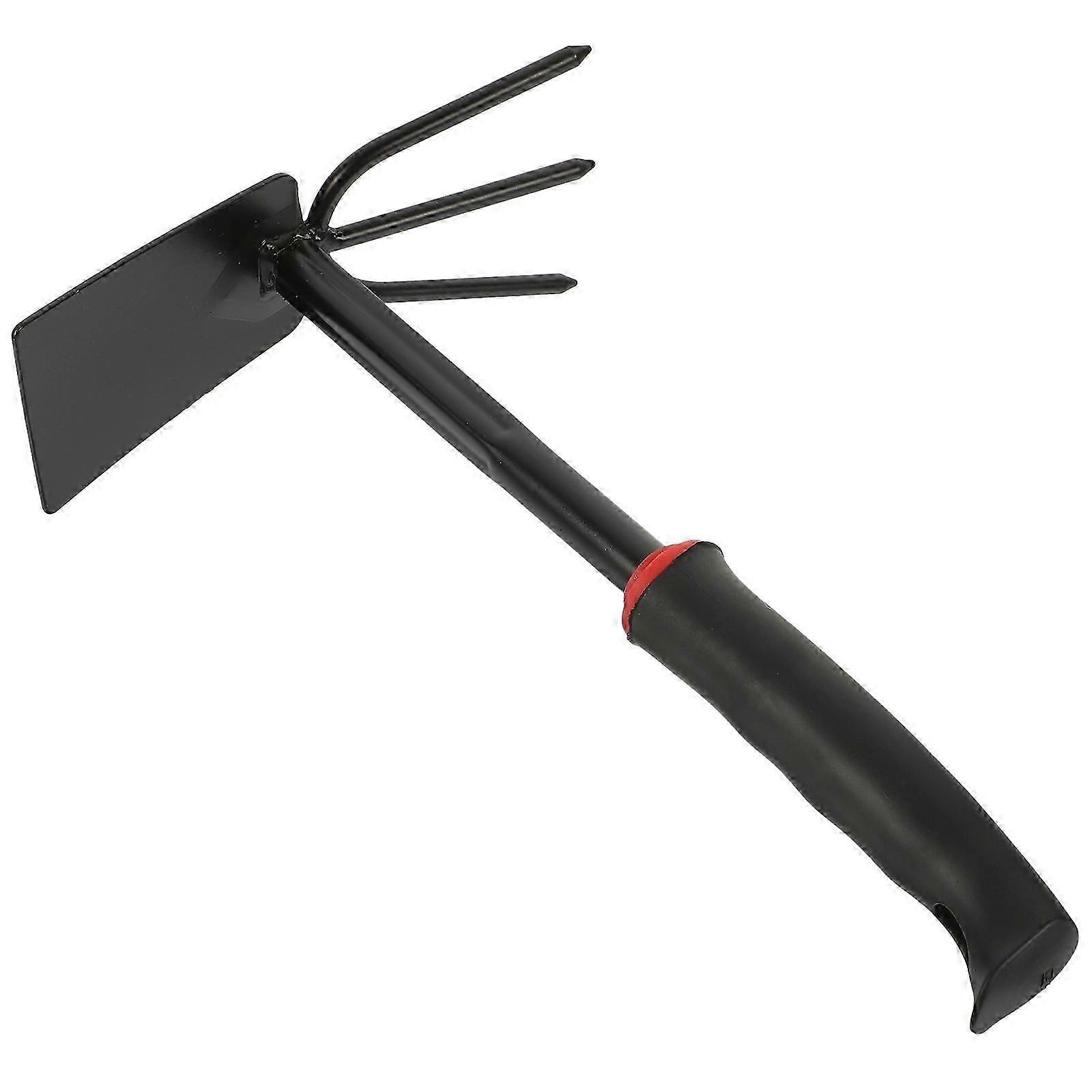 Gardening Digging Fork Small Weeding Tool Stainless Steel Double Hoes 3 Prong Fork Head Ergonomic Design 1Pack