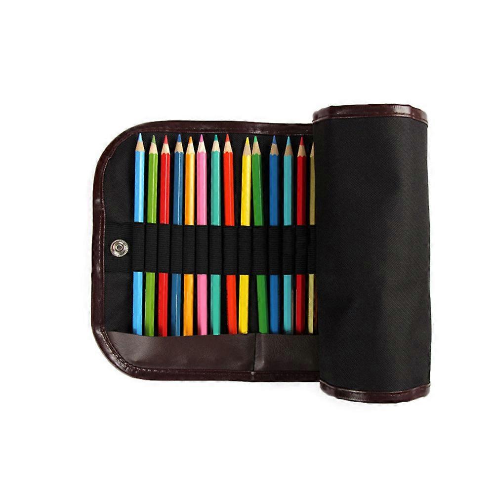 Rollup Pencil Case for Color Pencil Organization with 48 Slots Black