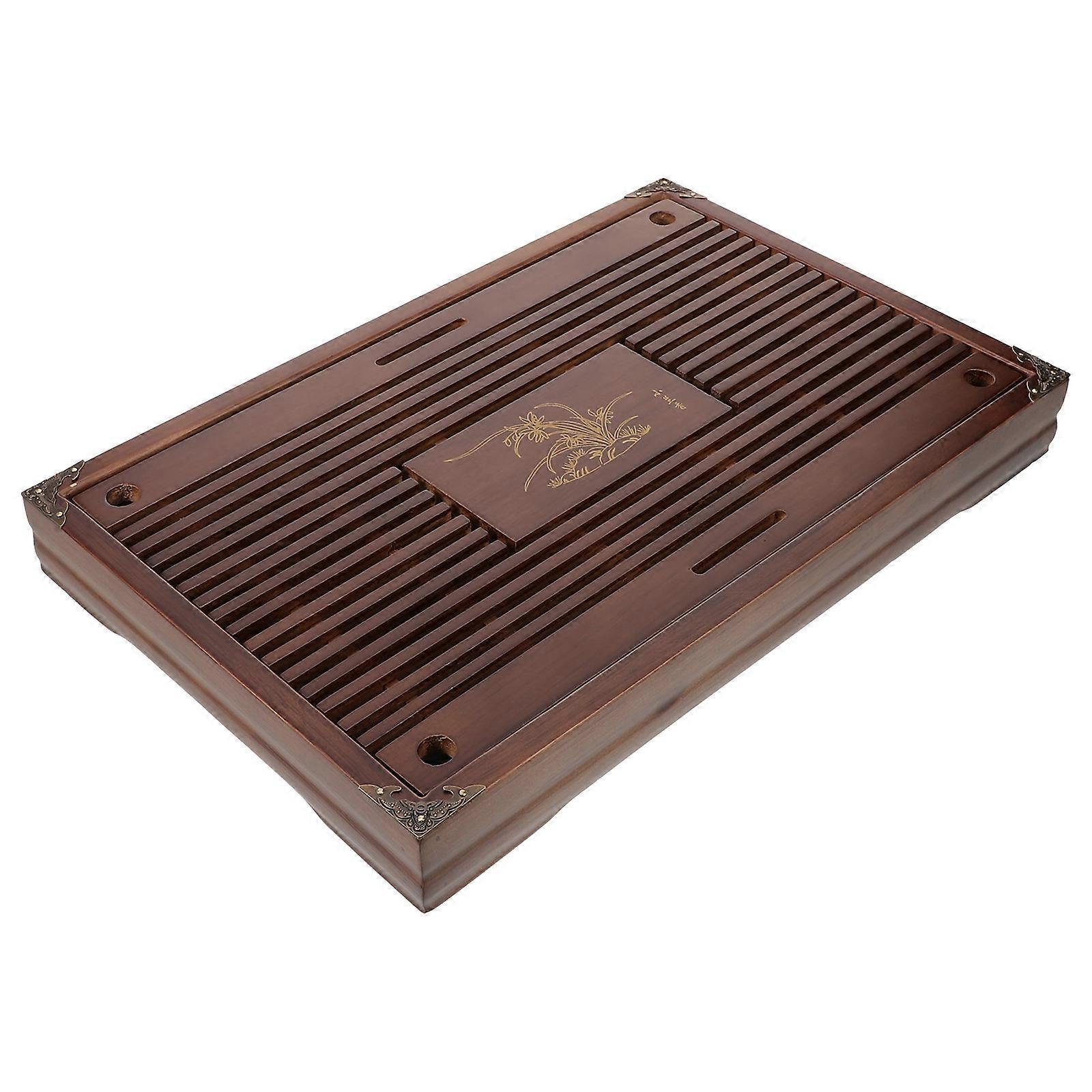 Here's a polished product description for your **Wooden Tea Serving Tray with Water Storage and Drainage Plate**:
### **Elegant Chinese Style