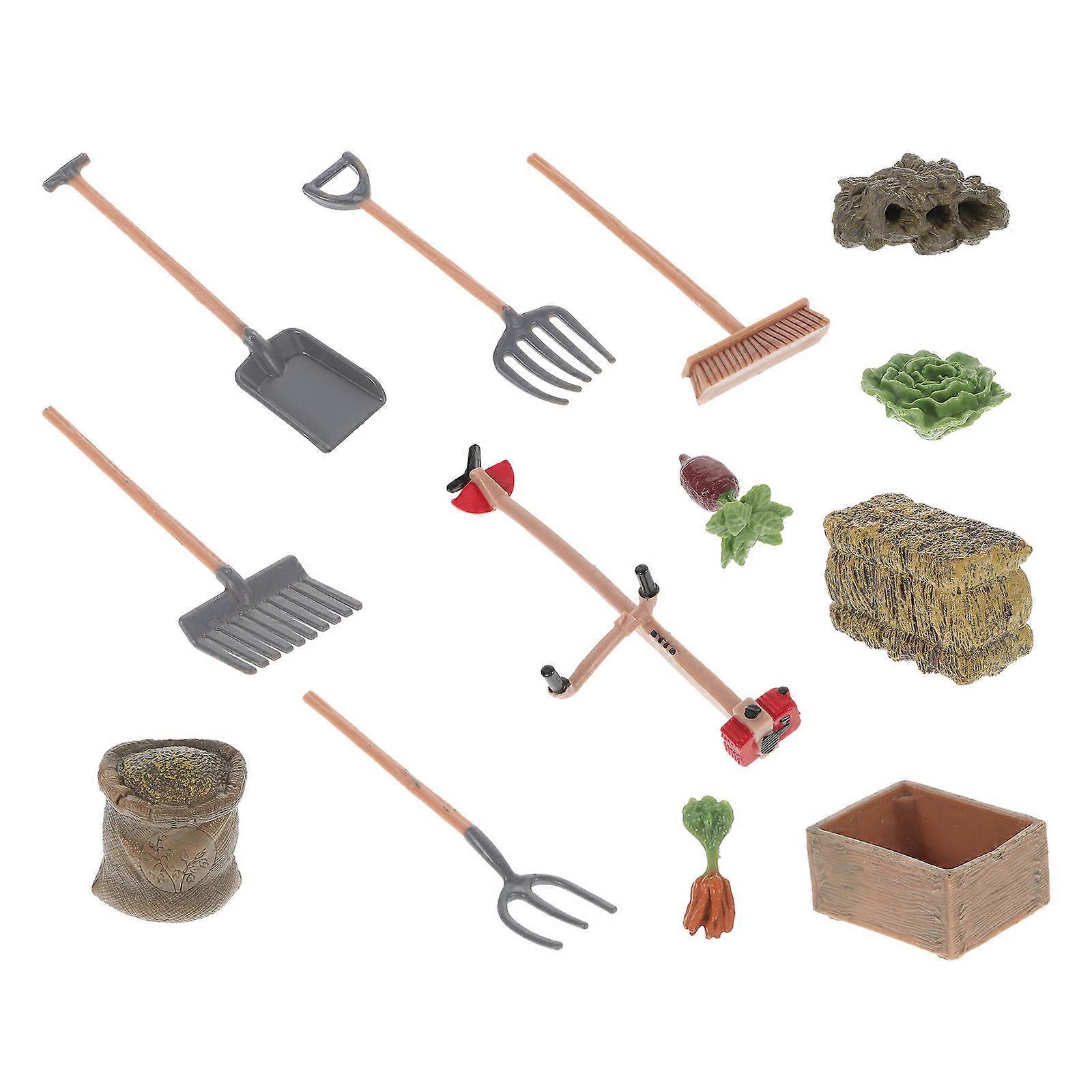 Mini Garden Plant Tools for Decoration Assorted Color Plastic Material 13pcs Set