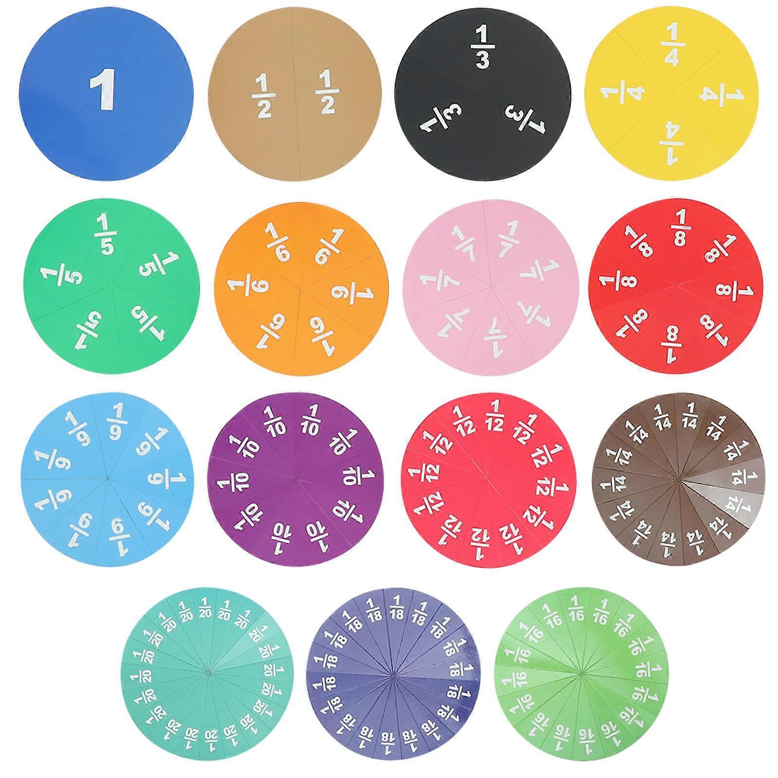 Fraction Tiles with Magnet Back for HandsFree Use Assorted Color Math Teaching Aids 1 Set