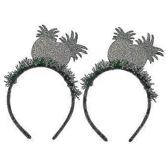 2pcs Diademas de piña - Divertidas cintas amarillas para el cabello para fiestas, bodas y