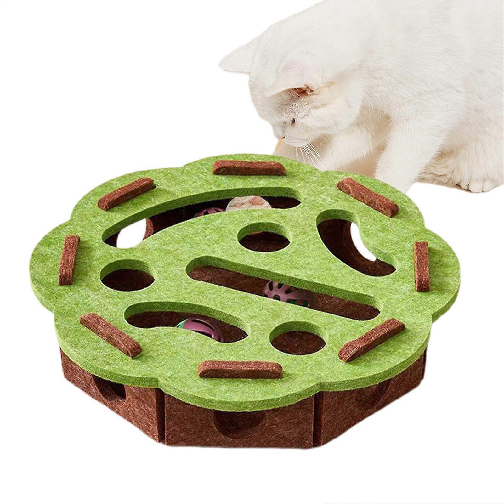 Interactive Cat Toys Indoor Puzzle Box Felt Kitten Maze Accessories Enrichment Toy Bell For Mental Stimulation Scratching Hunting
