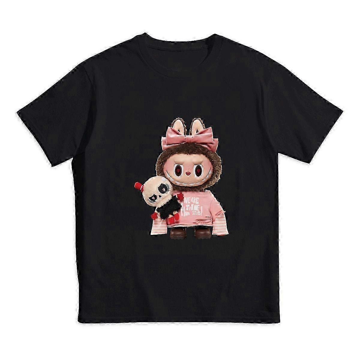 Plush Doll Inspired Cute Pink Character Tee with Bow Print for Kids