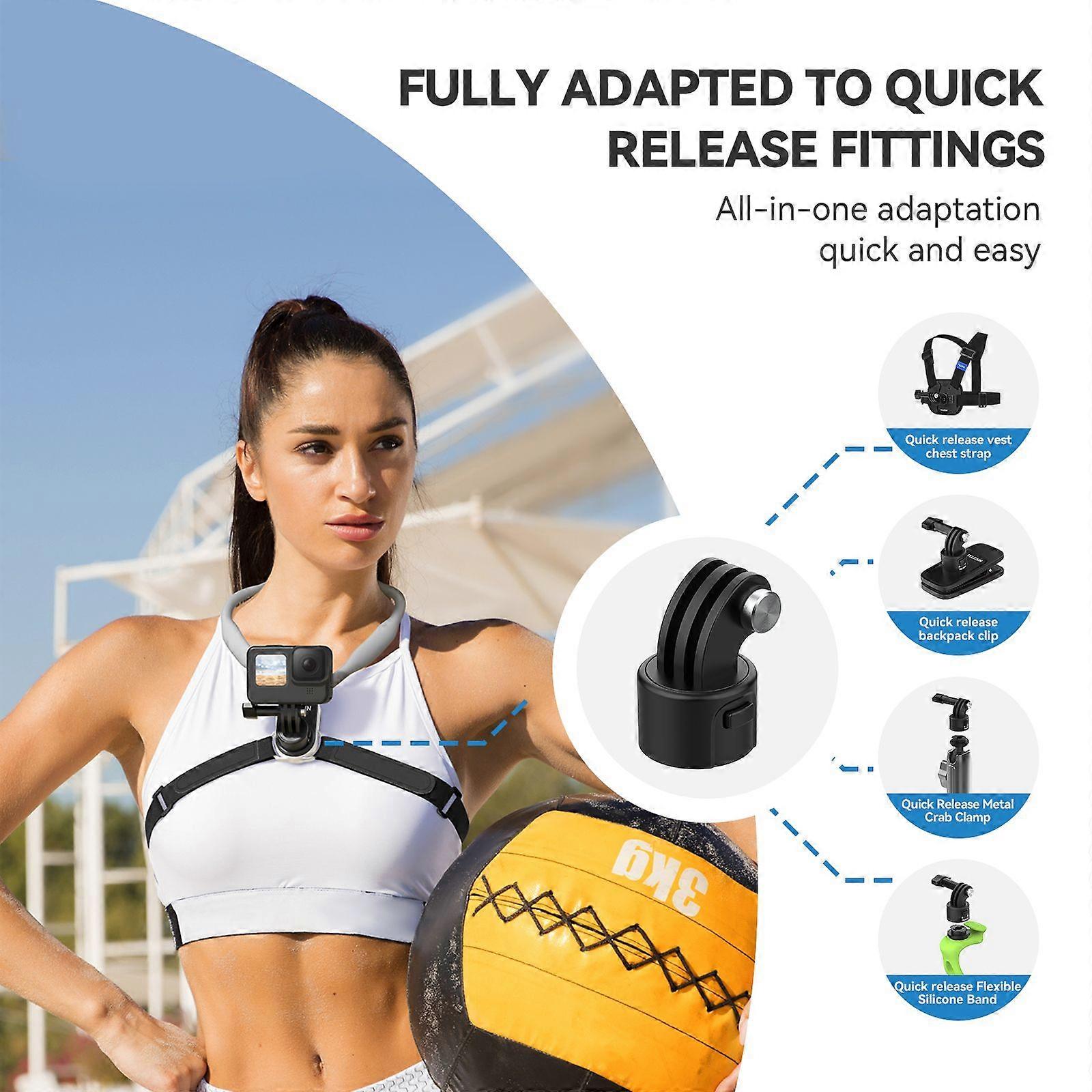 TELESIN S2-HNB-01 U-Shaped Quick Release Neck Holder Mount 2.0 Neck Mount Chest Holder with Chest Strap Replacement for GoPro Hero 12/11/10 Insta360 X