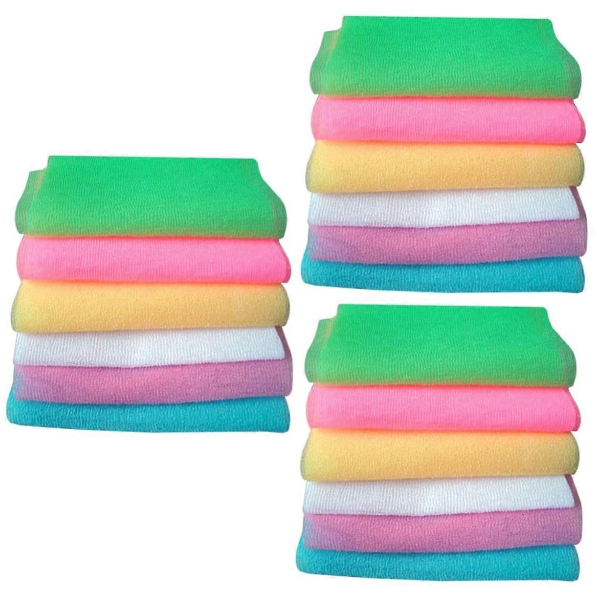 Exfoliating Body Brush Back Scrubber Set, 18Piece Long Strip, Medium Size, For Shower, Random Color