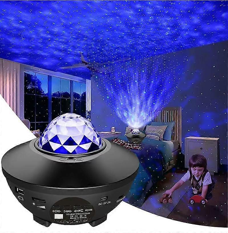 Starry Sky Projector with Bluetooth and Remote Control, Ocean Wave Night Light, 21 Color Effects for Bedroom Decor