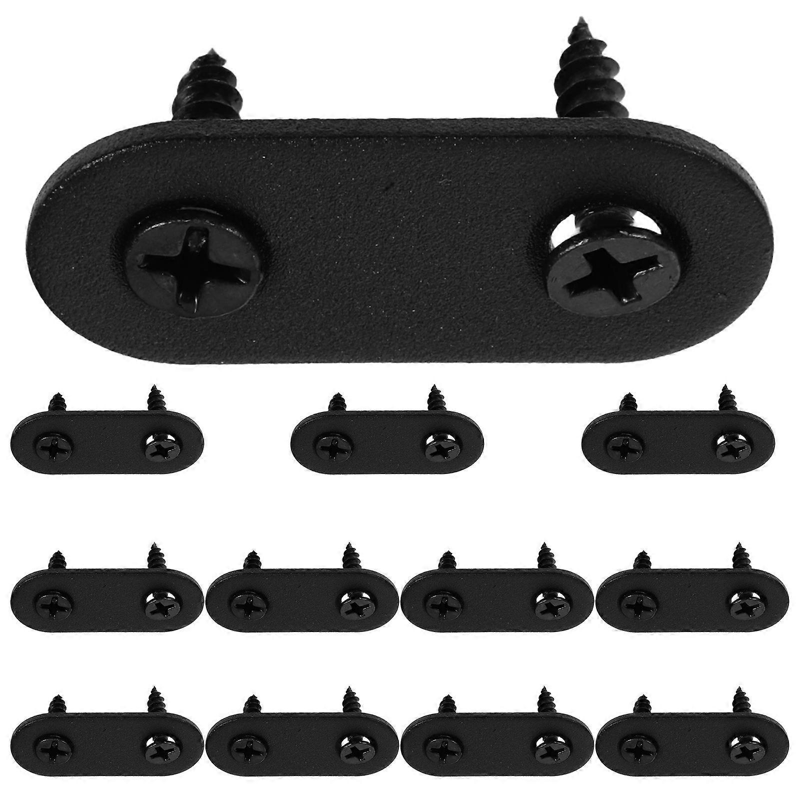 12 set di staffe piatte diritte nere per staffe diritte in acciaio inossidabile in legno con viti per ripiani, armadi, fissaggio e riparazione di mobili